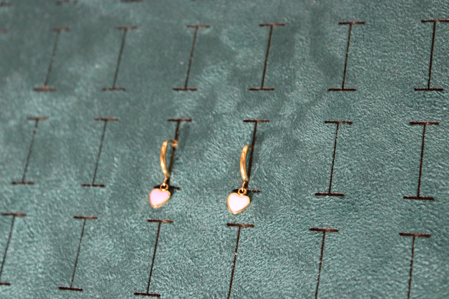 EAR2002-GOL Hoop earring Stainless Steel Gold Plated Pink Heart