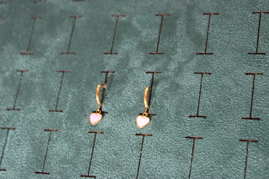 EAR2002-GOL Hoop earring Stainless Steel Gold Plated Pink Heart