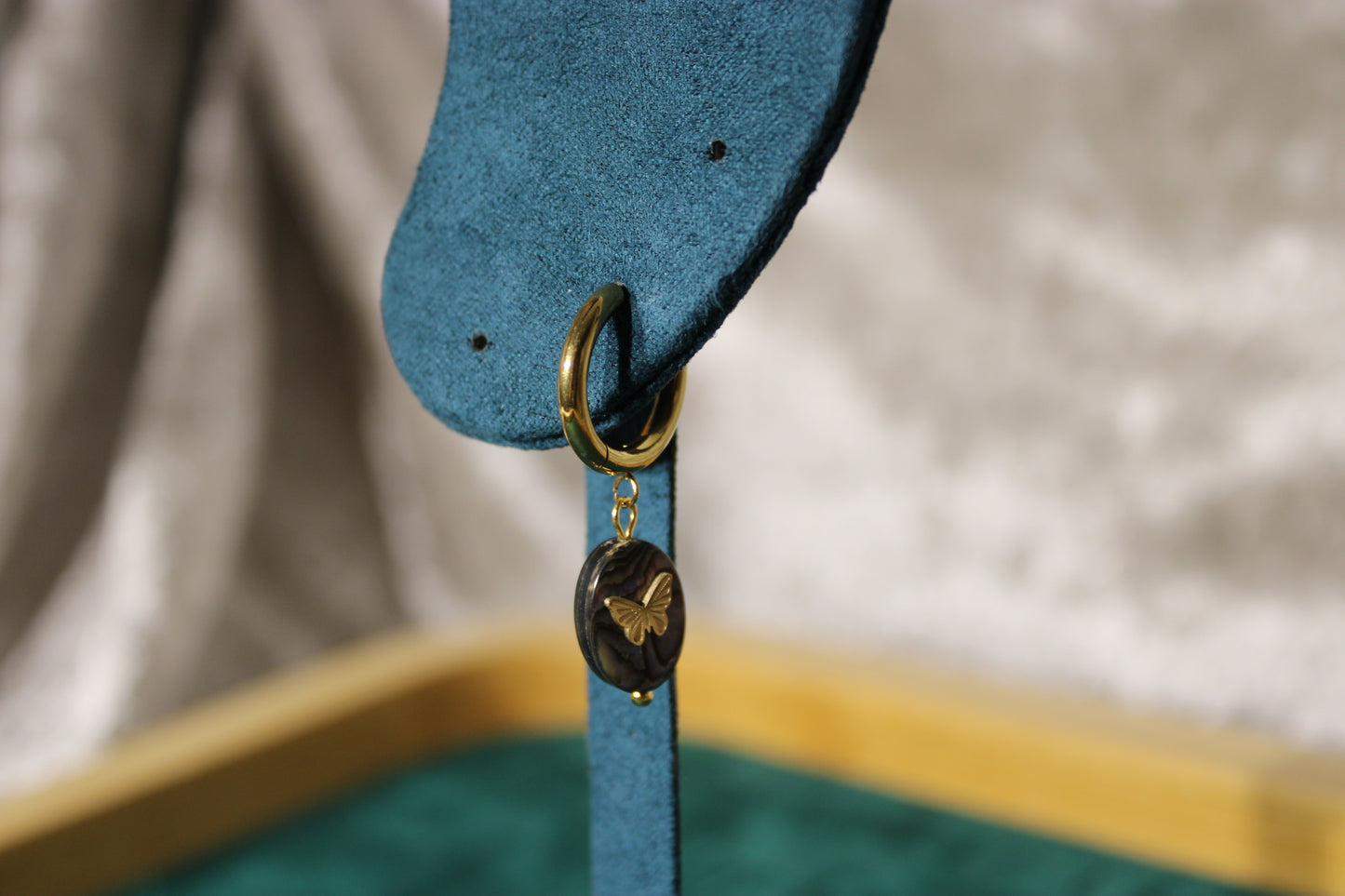 EAR2009-GOL Hoop earring Stainless Steel Gold Plating abalone shell