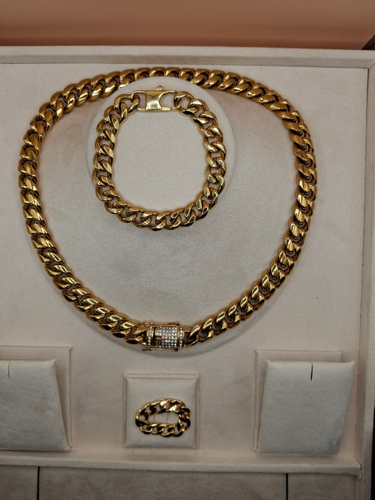 Bracelet hip hop panser forgyldt 230 mm / 10 mm